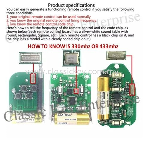 how to know if your remote is 330 MHz or 433 MHz